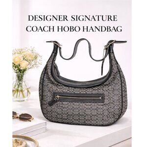 Coach - Authentic Black & Grey Signature Soho Hobo Handbag